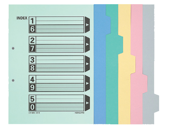 コクヨ カラー仕切カード(ファイル用) A4タテ 5山 2穴 100組 シキ-60