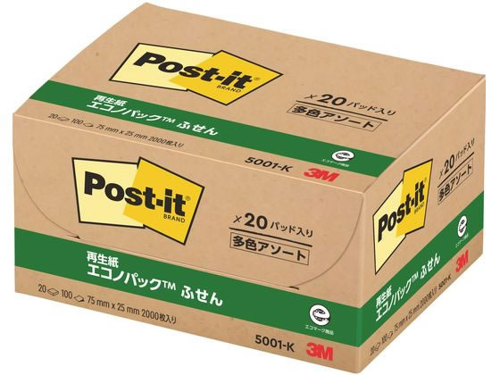 3M Post-it ポストイット 再生紙エコノパック ふせん 3M-5001-K /l - オフィス用品一般