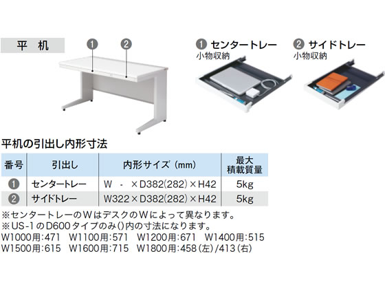 プラス US-2 平机 L字脚 W1200×D700×H720 ホワイトメープル