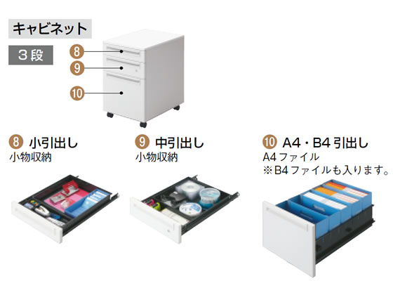 プラス US サイドキャビネット3段 W396×D577×H603 ホワイト 通販