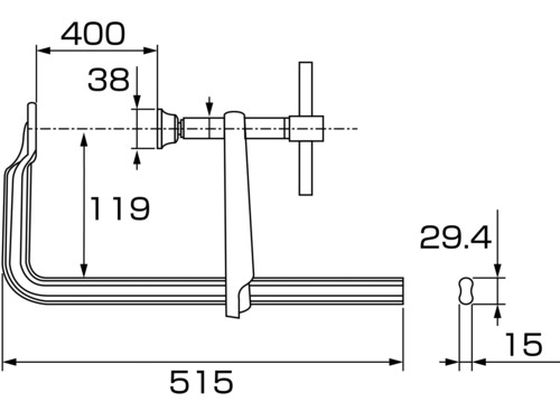 エビ L型クランプ エビ万力 バーハンドル強力型 400mm×119mm BH4012A