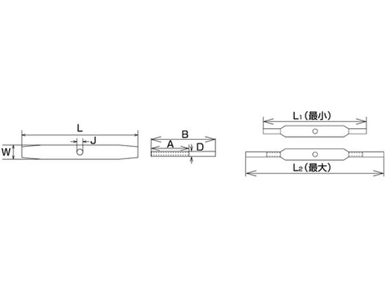 水本 ステンレス パイプターンバックル(ストレート) 捻子径2分5厘 B