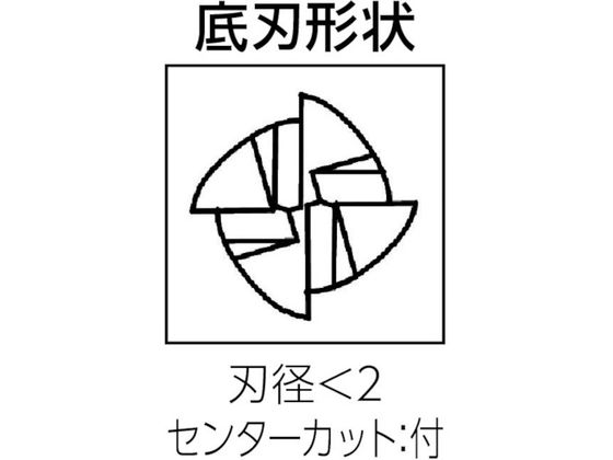 ユニオンツール 超硬エンドミル スクエア φ1.5×刃長3.75 C-CES4015