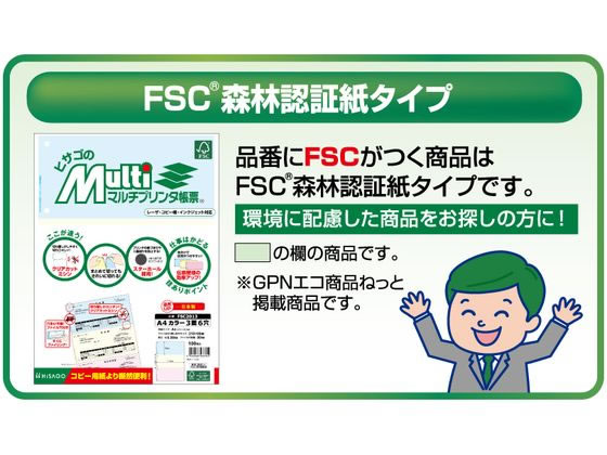 ヒサゴ マルチプリンタ帳票A4カラー2面 100枚 FSC2010 | Forestway