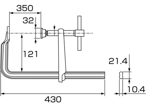 エビ L型クランプ エビ万力 バーハンドル標準型 350mm×121mm BM3512A