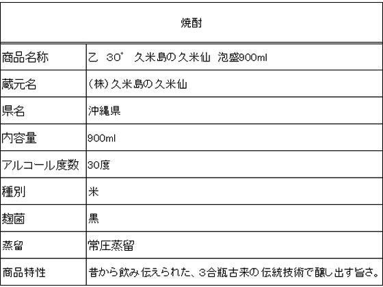 酒 沖縄 久米島の久米仙 泡盛 30度