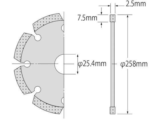 エビ ダイヤモンドカッター レーザー(乾式) 258mm 穴径25.4mm SL255254