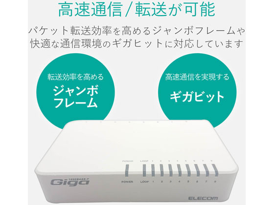 エレコム 1000BASE-T対応スイッチングハブ 8ポート EHC-G08PA2-W【通販