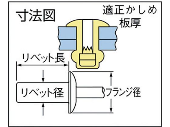 POP シールドリベット(アルミ鉄)φ4.8、AD63 (1000本入) AD63【通販