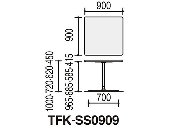 コクヨ テーブル フランカ 正方形 単柱脚W900D900H1000OA 白脚