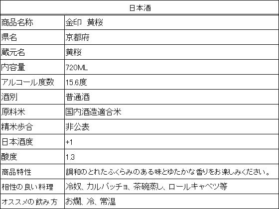 酒)京都 黄桜 金印 黄桜 720ml | Forestway【通販フォレストウェイ】