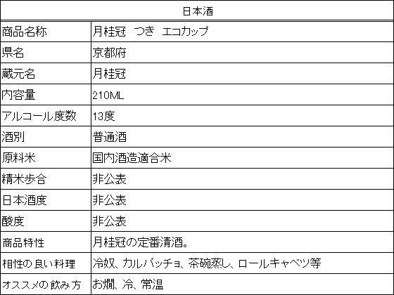 酒 京都 月桂冠 月桂冠 つき エコカップ 210ml Forestway 通販フォレストウェイ