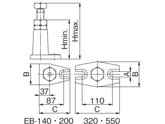 エスコ スクリュージャッキ 320-550mm EA637EB-550 | Forestway【通販