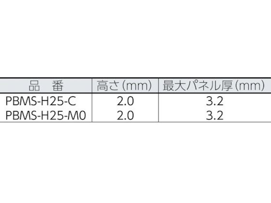 パンドウイット 押し込み型固定具 耐候性黒 (1000個入) PBMS-H25-M0