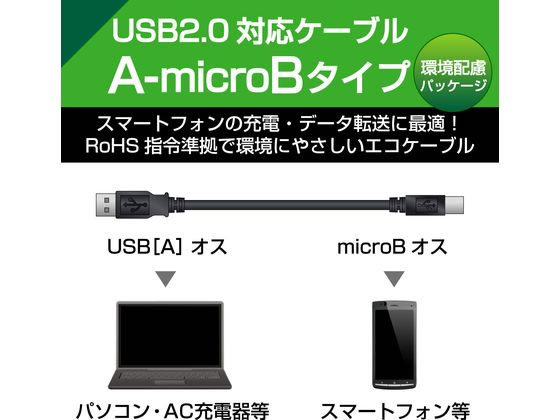 エレコム USB2.0ケーブル A-MicroB エコ 1.5m U2C-JAMB15BK【通販