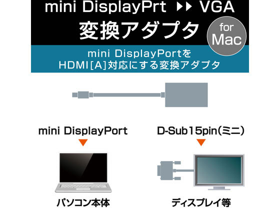 エレコム Mini DisplayPort-VGA変換アダプタ AD-MDPVGAWH【通販