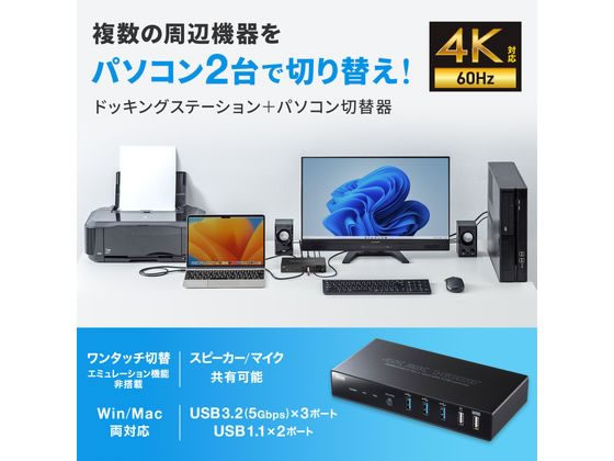 サンワサプライ Type-C HDMI接続対応パソコン切替器 SW-KVM2DK【通販