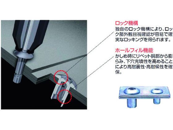 エビ 高強度ブラインドリベット Sボルト(丸頭) Φ4.8／板厚11.0mm (18本