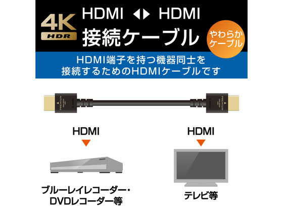 エレコム PREMIUM HDMIケーブル やわらか 1m DH-HDP14EY10BK