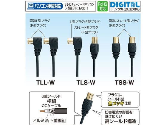 マスプロ TV接続ケーブル 3m TLL3W-P【通販フォレストウェイ】