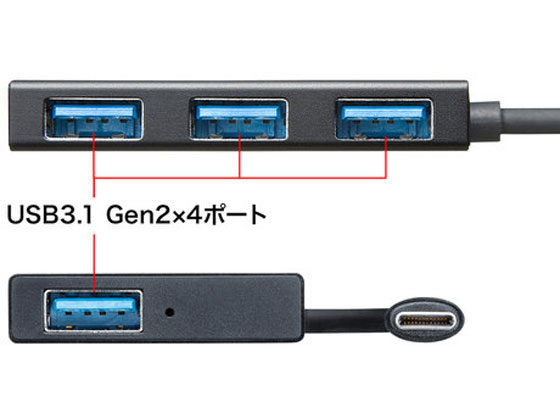 サンワサプライ USB3.1 Gen2対応 Type-Cハブ USB-3TCH18BK | Forestway