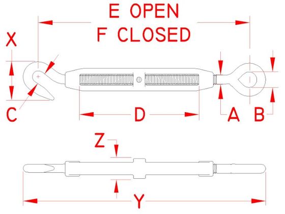 エスコ 12.0mm ターンバックル(ｽﾃﾝﾚｽ製 ﾄｸﾞﾙ&ﾄｸﾞﾙ) 1個 EA638SG-112