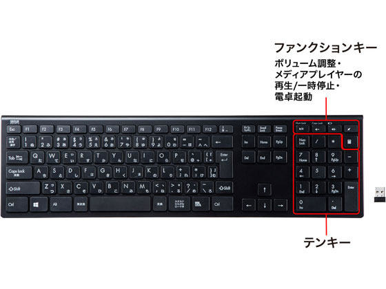 サンワサプライ ワイヤレススリムキーボード SKB-WL33BK【通販