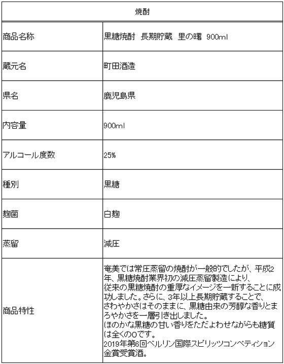 酒 群馬 完全送料無料 町田酒造 黒糖焼酎 里の曙 900ml 長期貯蔵