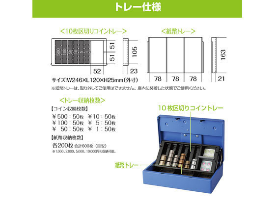 カール事務器 キャッシュボックス ブルー CB-8800 通販【フォレスト