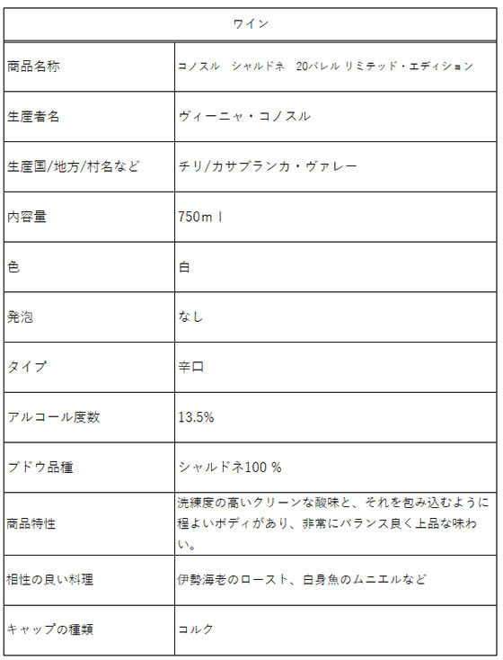 スマイル コノスル シャルドネ 20バレル リミテッド・エディション 白 750ml 通販【フォレストウェイ】