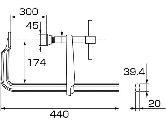 エビ L型クランプ エビ万力 バーハンドル超強力型 300mm×174mm BP3017A