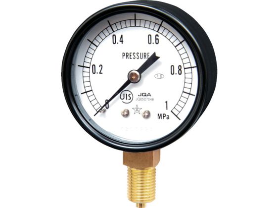 右下 一般圧力計(A枠立型・φ60) 圧力レンジ0.0~4.00MPa G211-111-V-4MP
