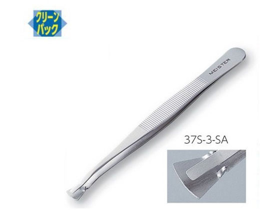 アズワン MEISTERピンセット ウェハー用 幅広 耐酸鋼 37S-3-SA