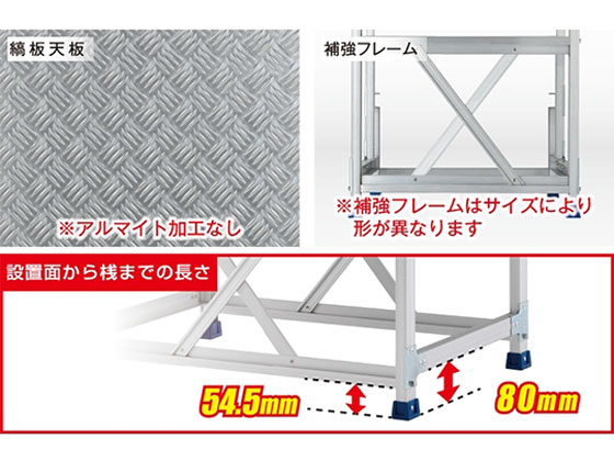 アルインコ 作業台(天板縞板タイプ)1段 天板寸法600×400mm 高0.5m