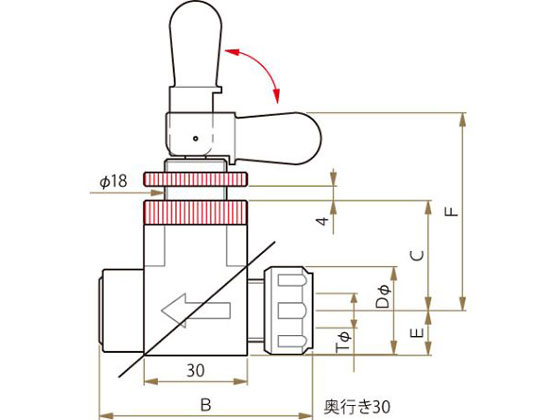 フロン工業 PTFEトグルバルブI型 10φ 1個 F-2003-003 - 特殊工具