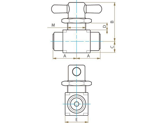 フロン工業 PTFEメス2方パネル付バルブ圧入型 Rc3 8 F-2016-02【通販