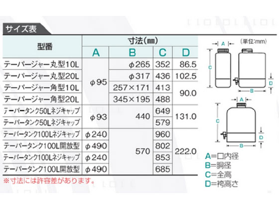 ニッコー テーパータンク丸型 50L ネジキャップ・キャスター無 7086-22