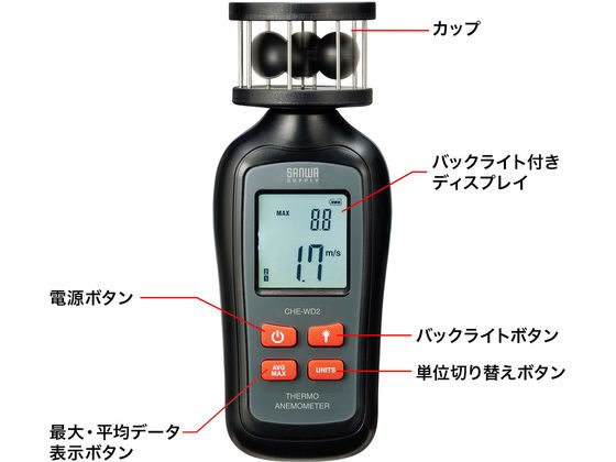 サンワサプライ カップ式風速計 CHE-WD2【通販フォレストウェイ】