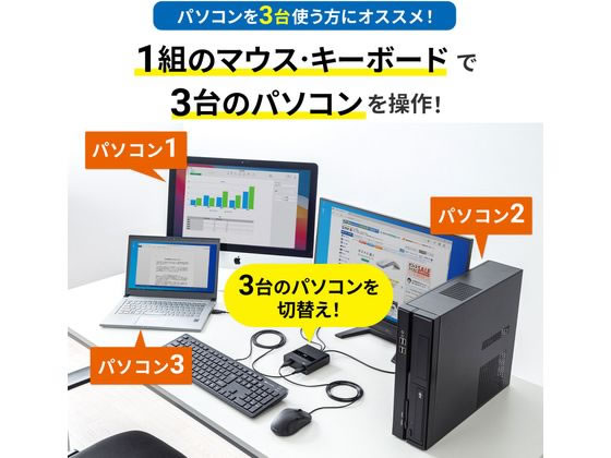 サンワサプライ キーボード・マウス用パソコン切替器 3:1 SW-KM3UU